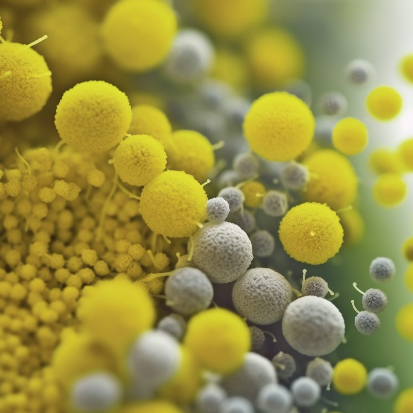 Close-up of mold spores highlighting the importance of mold elimination in air ducts.